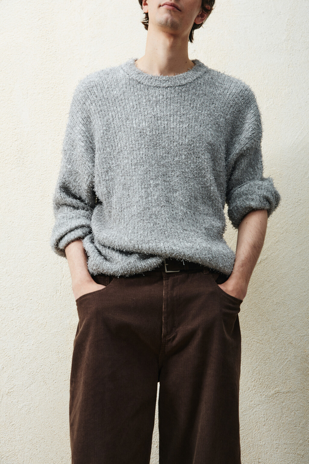 Джемпер вязаный пушистый - цвет серый - 2